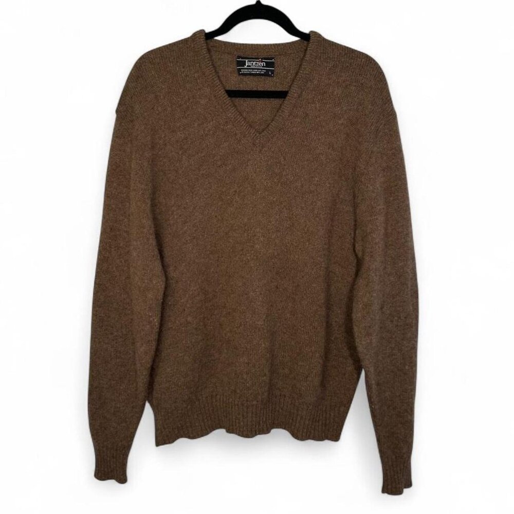 Jantzen Vintage Knit V Neck Seater in Caramel Brown